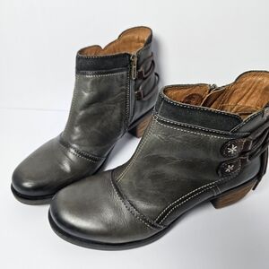 PIKOLINOS Charcoal Ankle Boots with Chestnut Straps